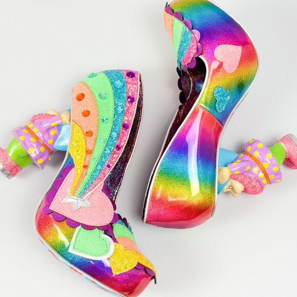 Irregular Choice I Just Gnome It Rainbow Glitter Heels – Size 39 / 8 - Picture 1 of 10